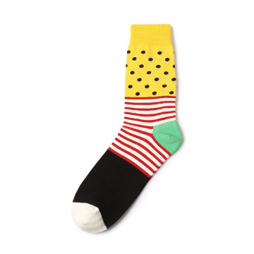 Diseño de rayas de punto popular lindo algodón colorida Mujer divertida calcetines felices